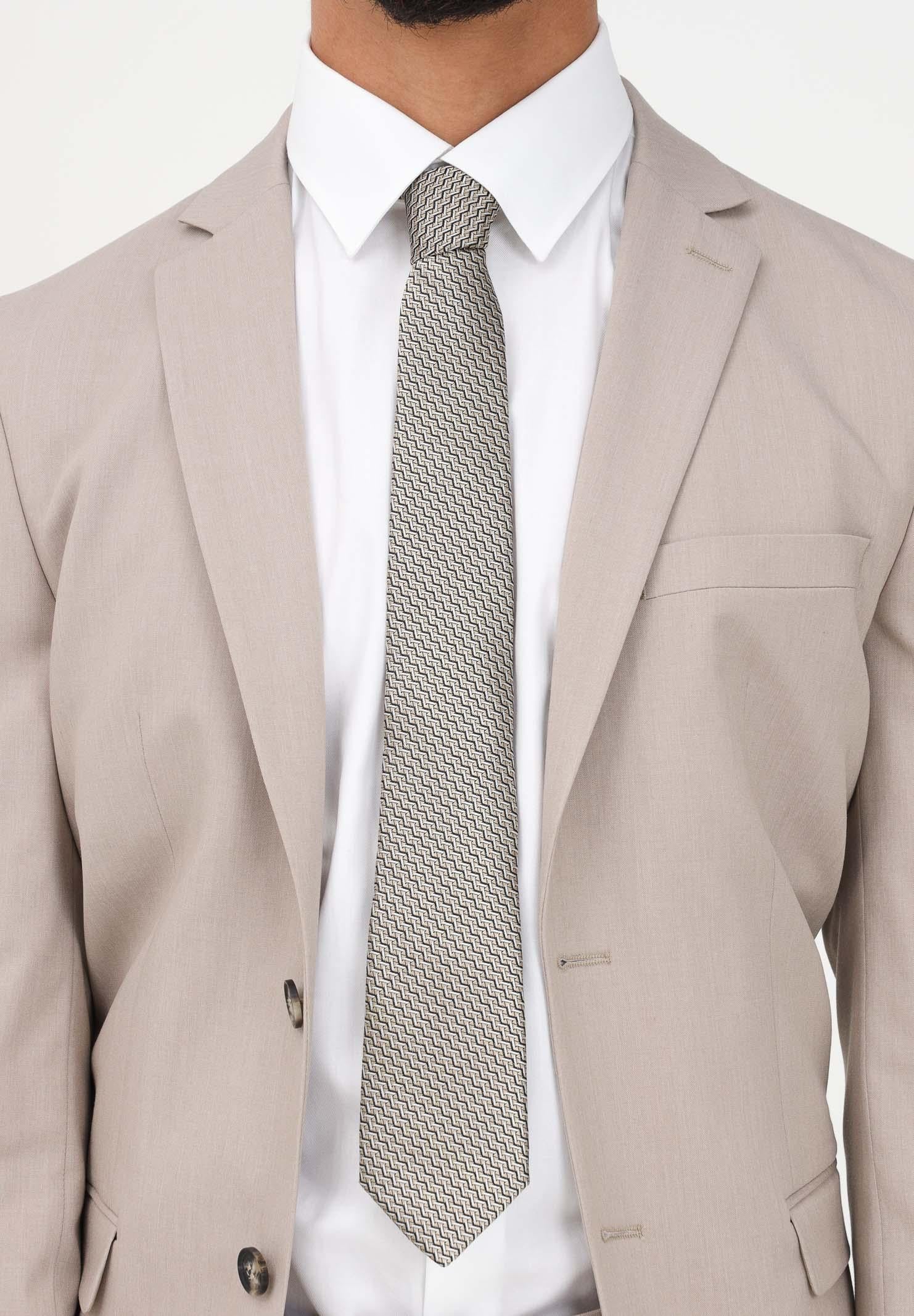 Cravatta beige da uomo con motivo astratto 2059/4C  LANVIN 