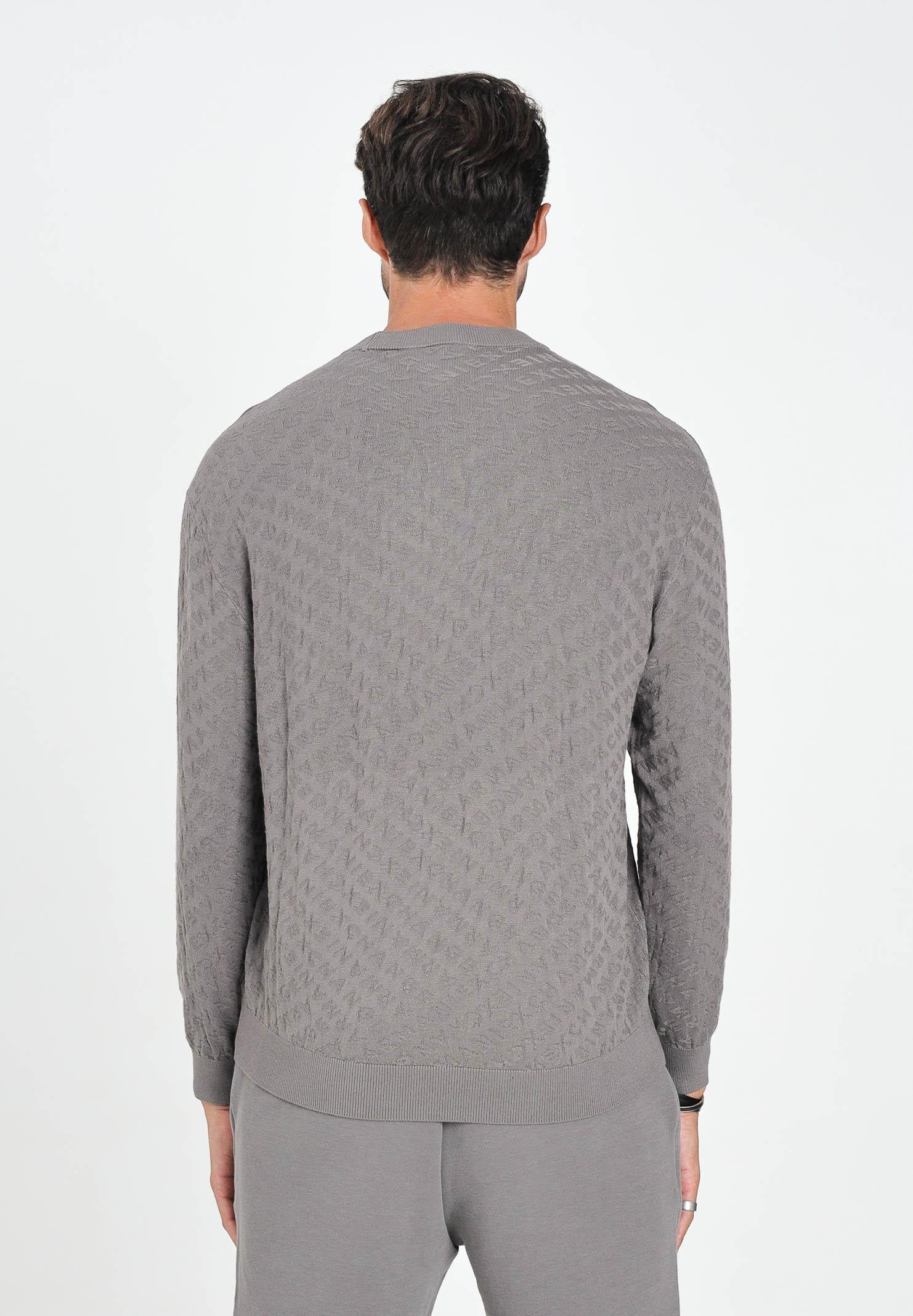 ARMANI EXCHANGE Maglioncino girocollo grigio da uomo con logo A|X ripetuto in rilievo XM001316AF10454 U8092 ARMANI EXCHANGE 