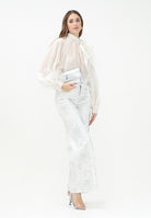 VICOLO Jeans a palazzo bianco da donna con dettagli argento DD5128 AAR VICOLO 