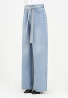 ODI ODI Jeans palazzo Murano in denim chiaro da donna impreziositi da strass MURANO100W5 C9 ODI ODI 