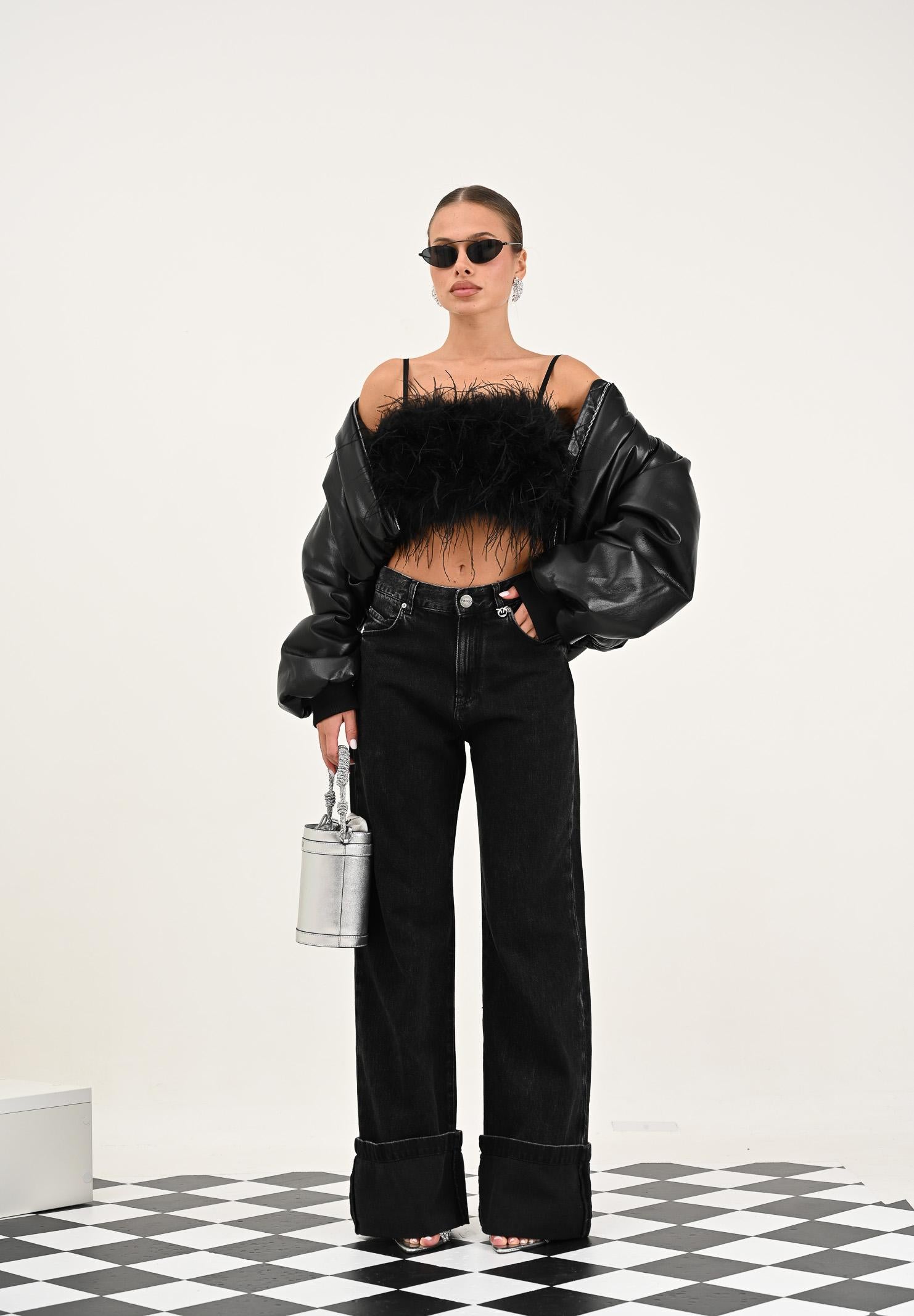 PINKO Bomber in ecopelle nero da donna 105372A2P4 Z99 PINKO 