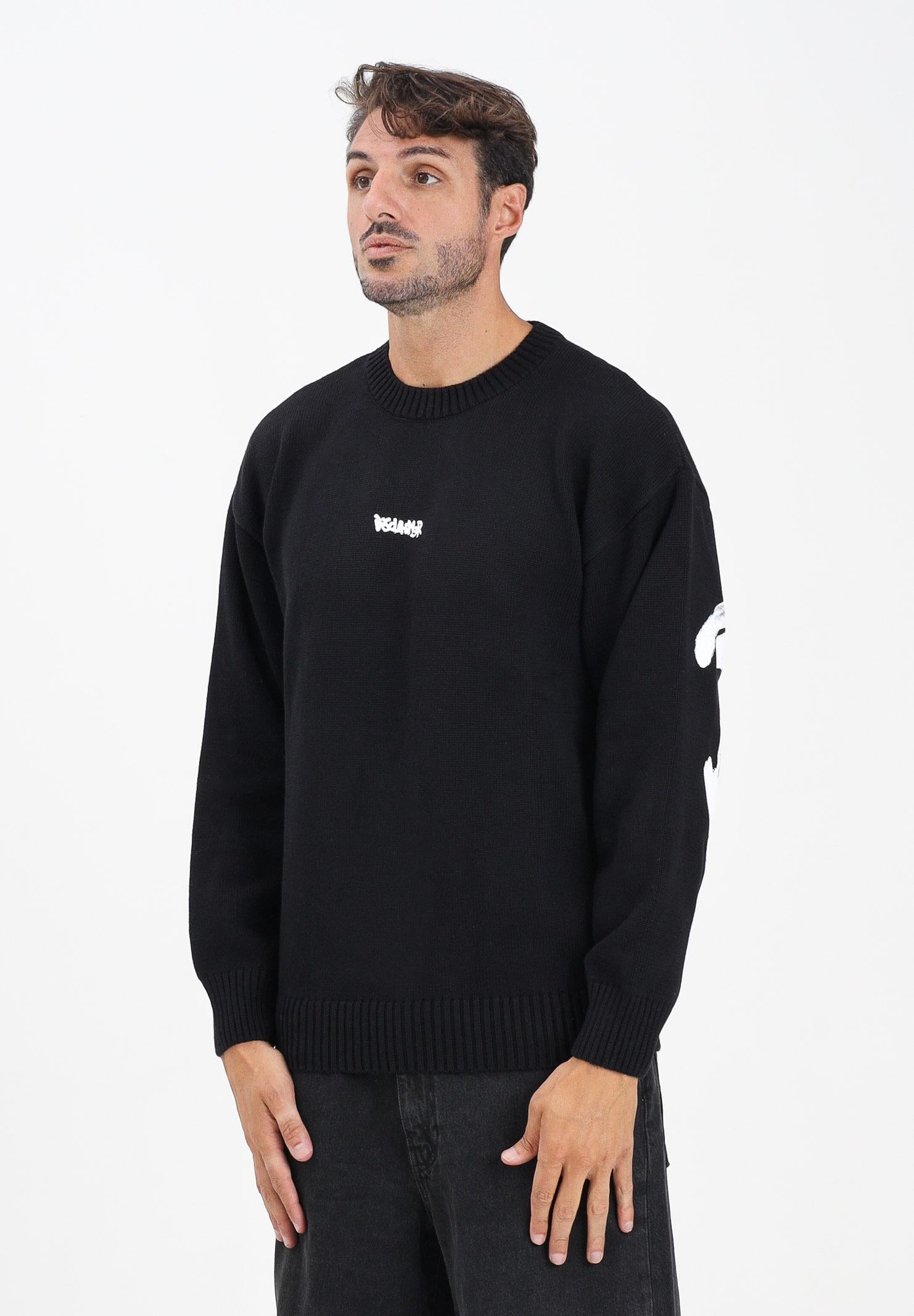 DISCLAIMER Maglioncino girocollo nero da uomo con stampa logo 25IDS55116 NEBI DISCLAIMER 