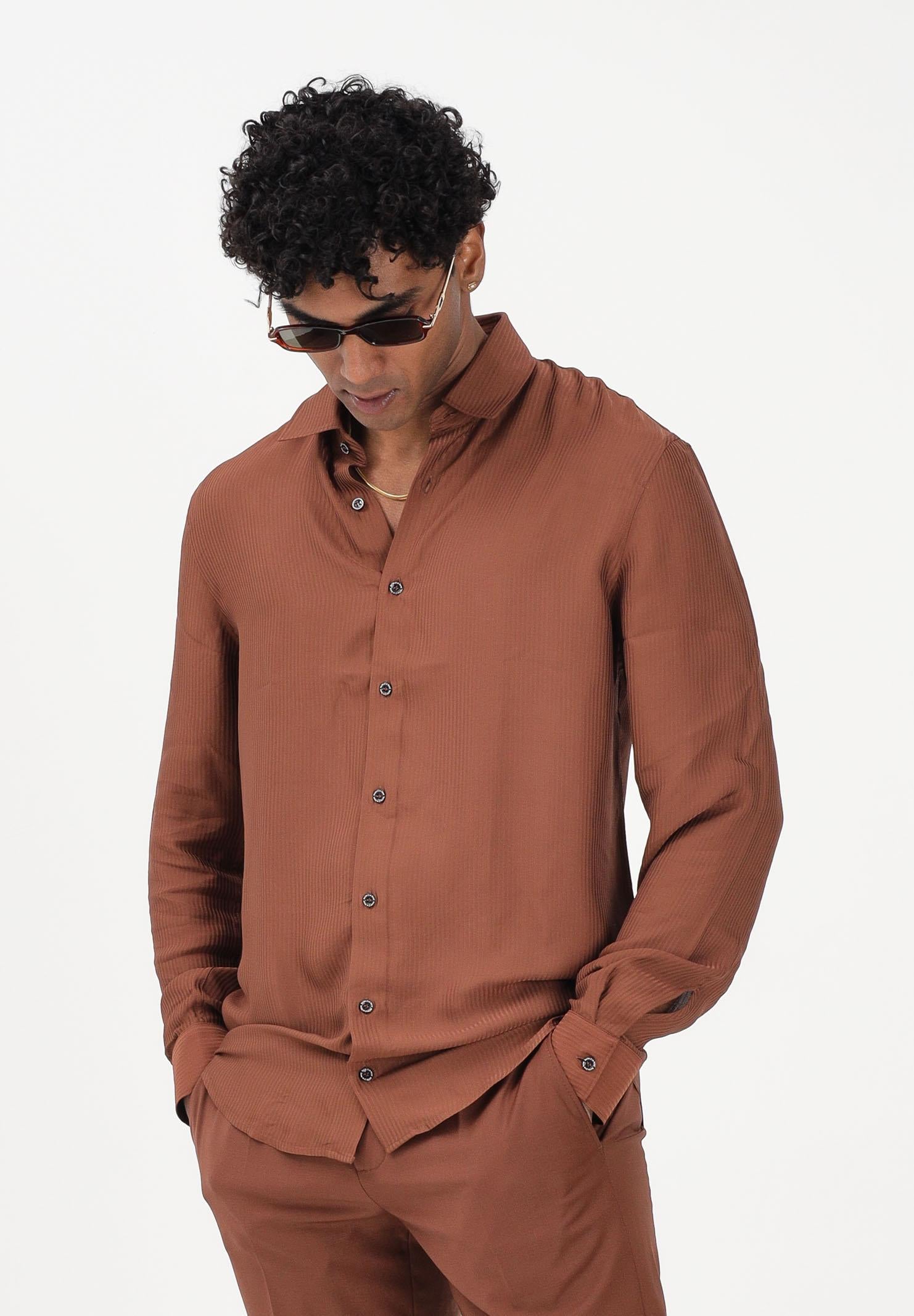 PATRIZIA PEPE Camicia a manica lunga cuoio da uomo 5C0310A093J B217 PATRIZIA PEPE 