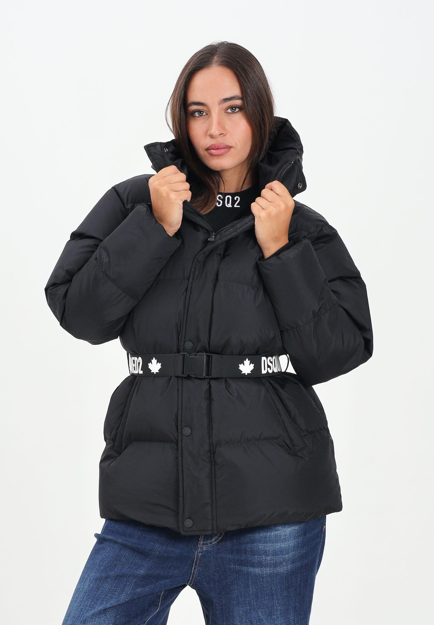 DSQUARED2 Piumino nero per donna e bambina con cintura logata DQ2439D00BN DQ900 DSQUARED2 