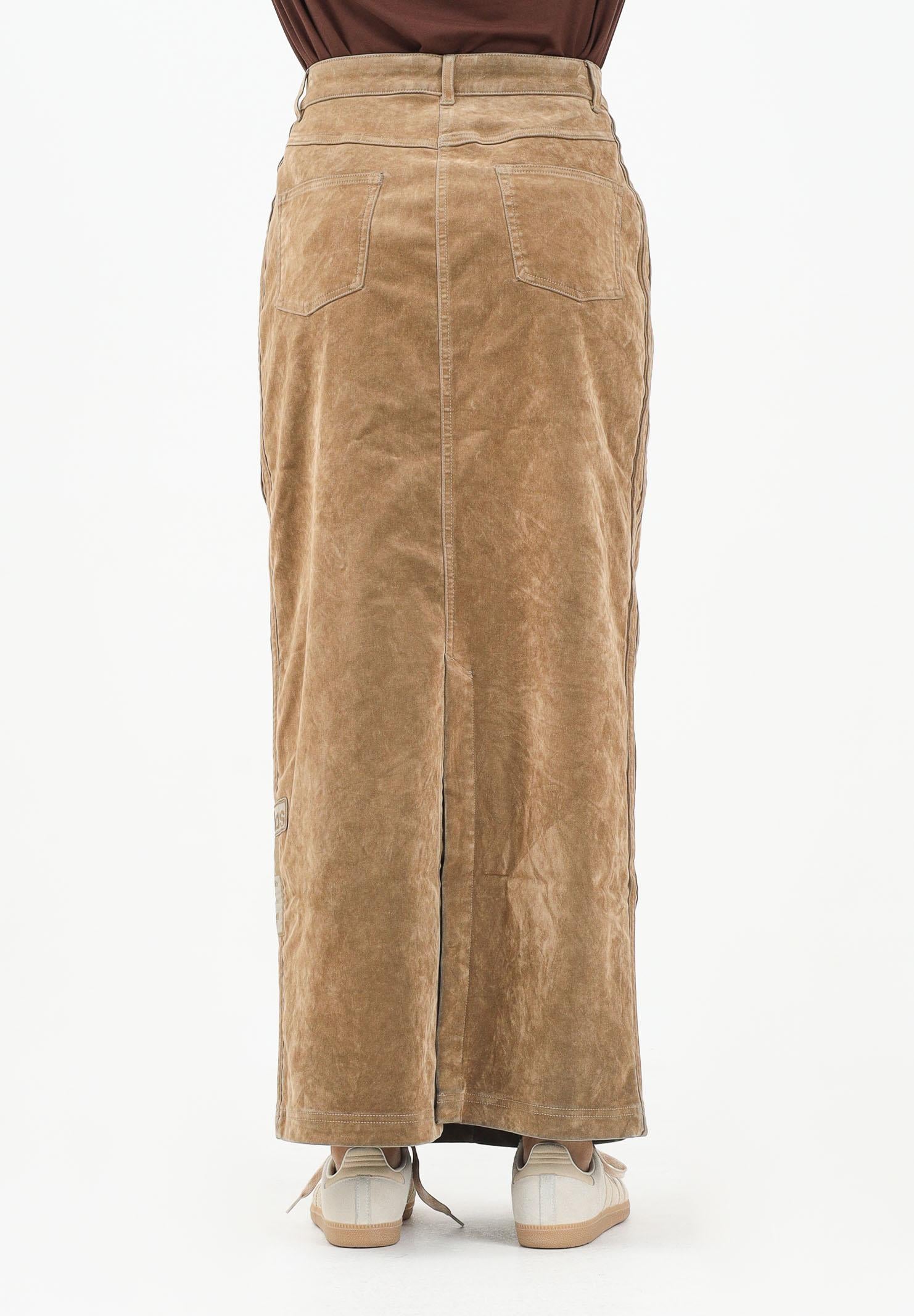 ADIDAS ORIGINALS Gonna lunga Adibreak in twill spazzolato beige da donna JY2397 . ADIDAS ORIGINALS 