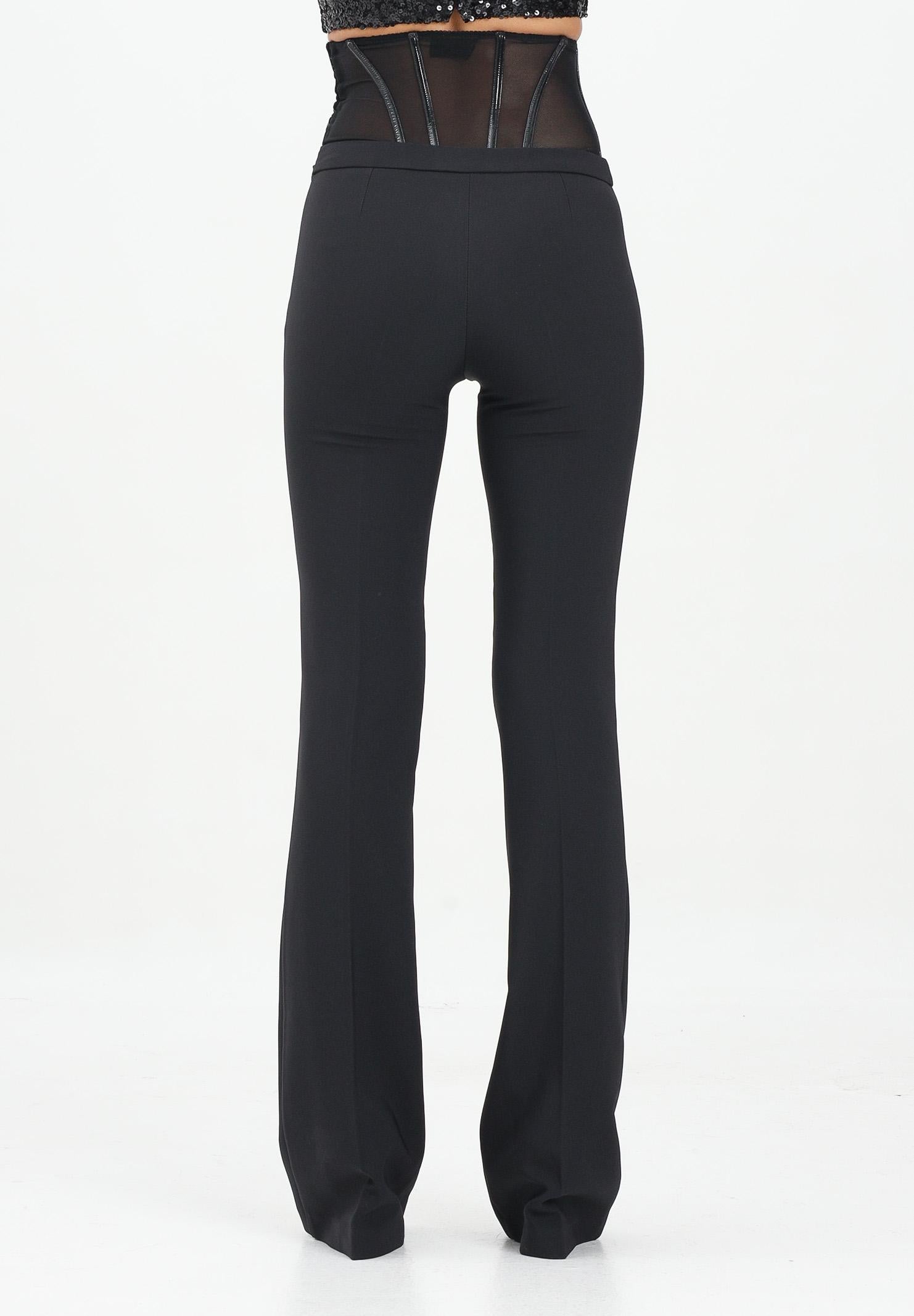 ELISABETTA FRANCHI Pantalone elegante nero da donna con fermagli gioiello PA13257E2 110 ELISABETTA FRANCHI 