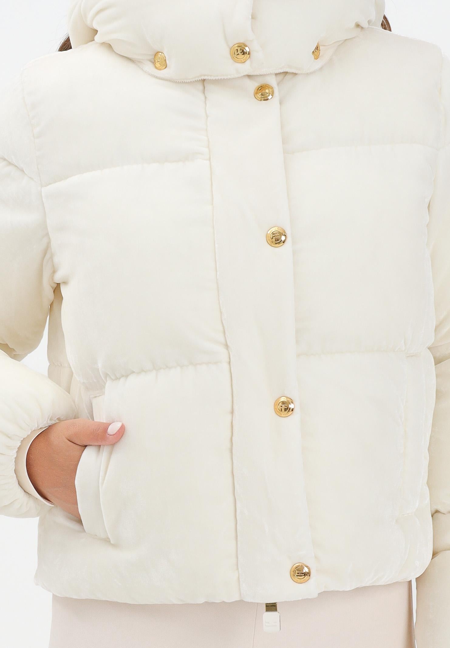 ELISABETTA FRANCHI Piumino cropped in velluto latte da donna PI82D56E2 DZ9 ELISABETTA FRANCHI 