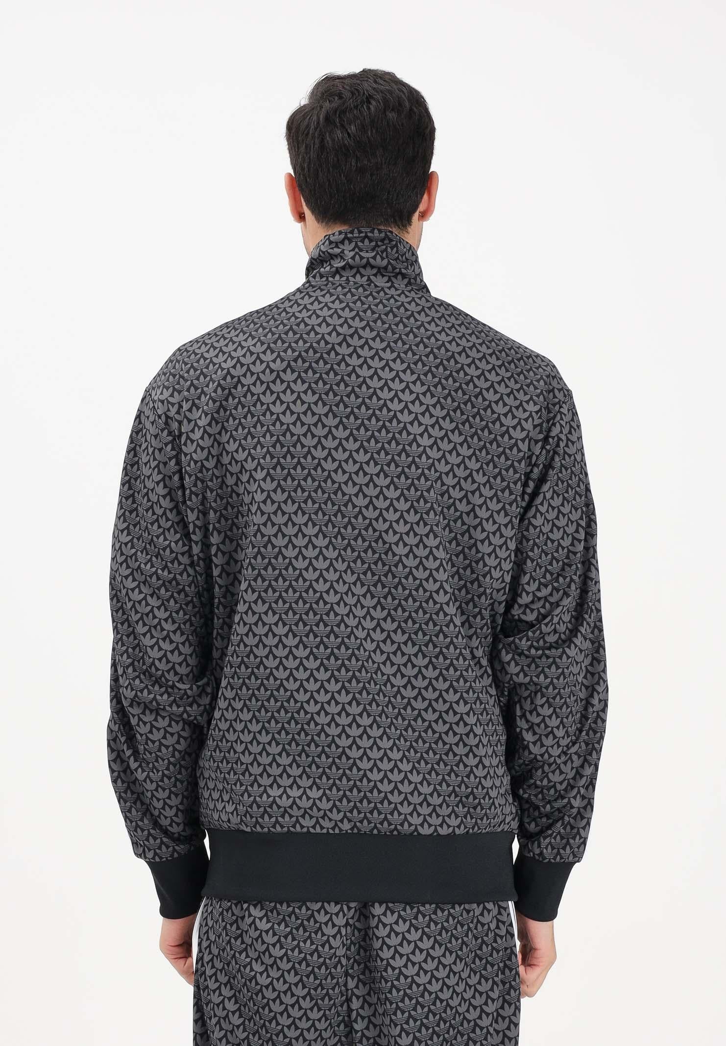 ADIDAS ORIGINALS Felpa con zip Loose Firebird Monogram nera da uomo KC9158 . ADIDAS ORIGINALS 