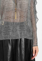 ELISABETTA FRANCHI Blusa nera da donna caratterizzata da stampa effetto pitonato CA12757E2 110 ELISABETTA FRANCHI 