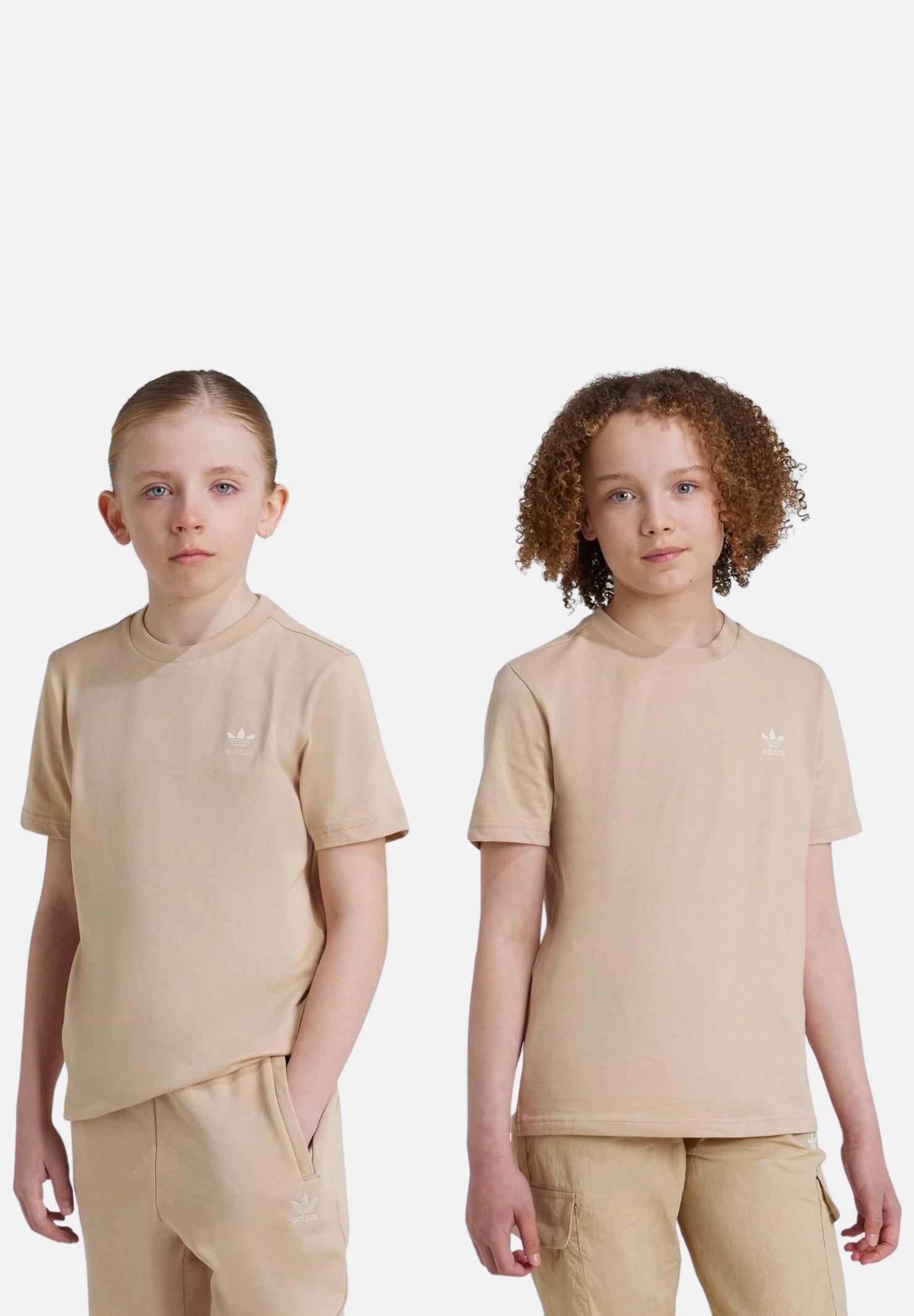 T-shirt a manica corta beige per bambino e bambina con ricamo Trefoil IX5263  ADIDAS ORIGINALS 