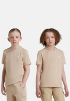 T-shirt a manica corta beige per bambino e bambina con ricamo Trefoil IX5263  ADIDAS ORIGINALS 