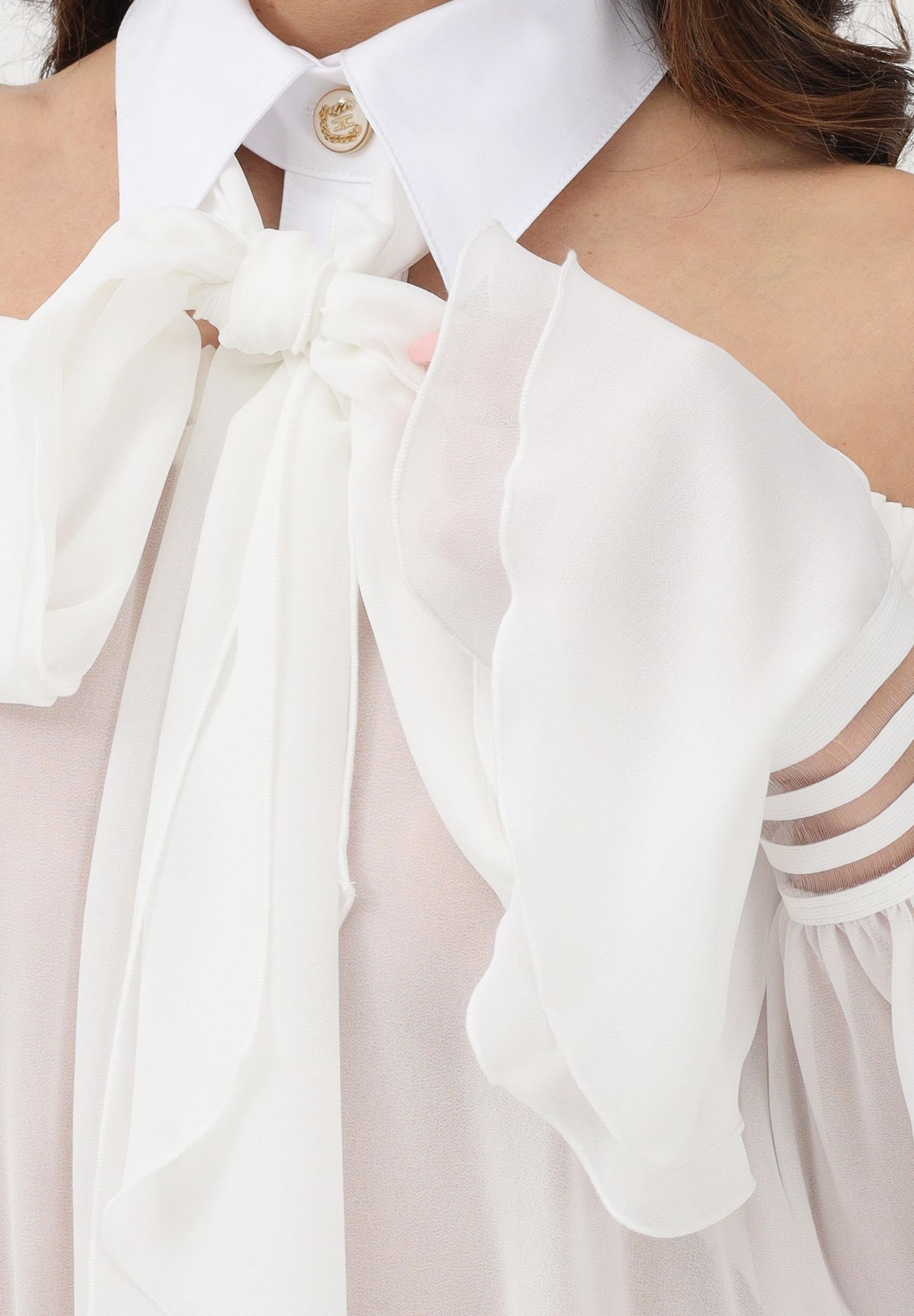 ELISABETTA FRANCHI Blusa bianca da donna con dettaglio al collo CA13561E2 X88 ELISABETTA FRANCHI 