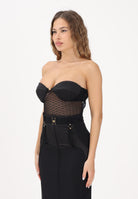ELISABETTA FRANCHI Body nero da donna in tulle jacquard con monogram BO02662E2 110 ELISABETTA FRANCHI 