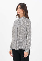 ELISABETTA FRANCHI Camicia a manica lunga panna da donna in georgette stampata con cravatta CA10956E2 EF1 ELISABETTA FRANCHI 