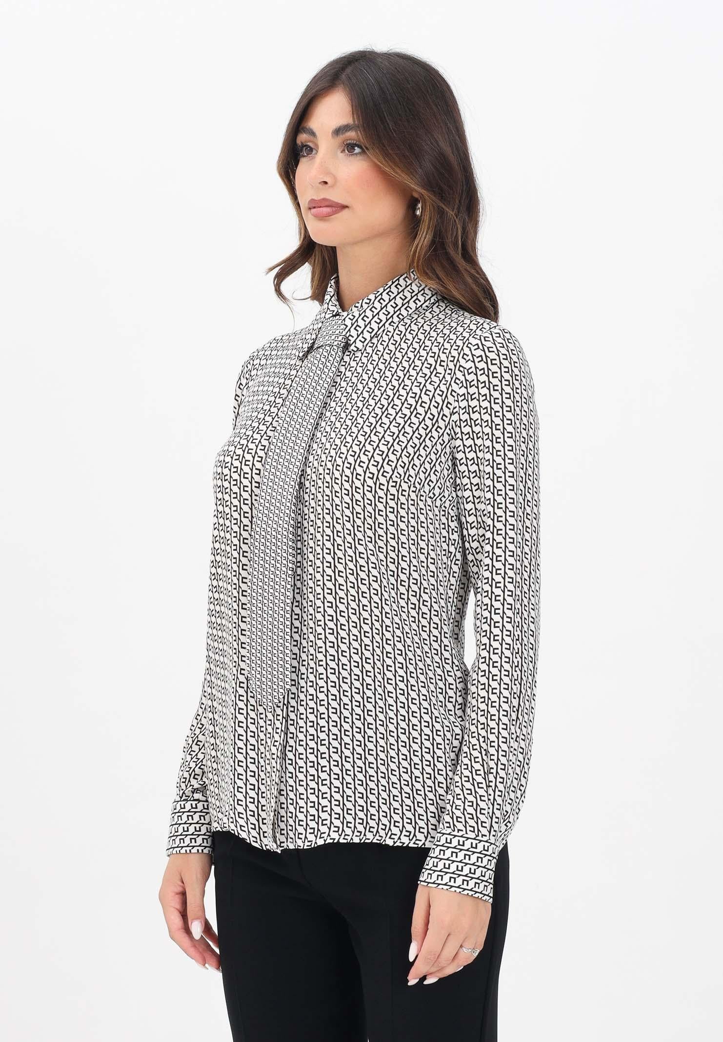 ELISABETTA FRANCHI Camicia a manica lunga panna da donna in georgette stampata con cravatta CA10956E2 EF1 ELISABETTA FRANCHI 