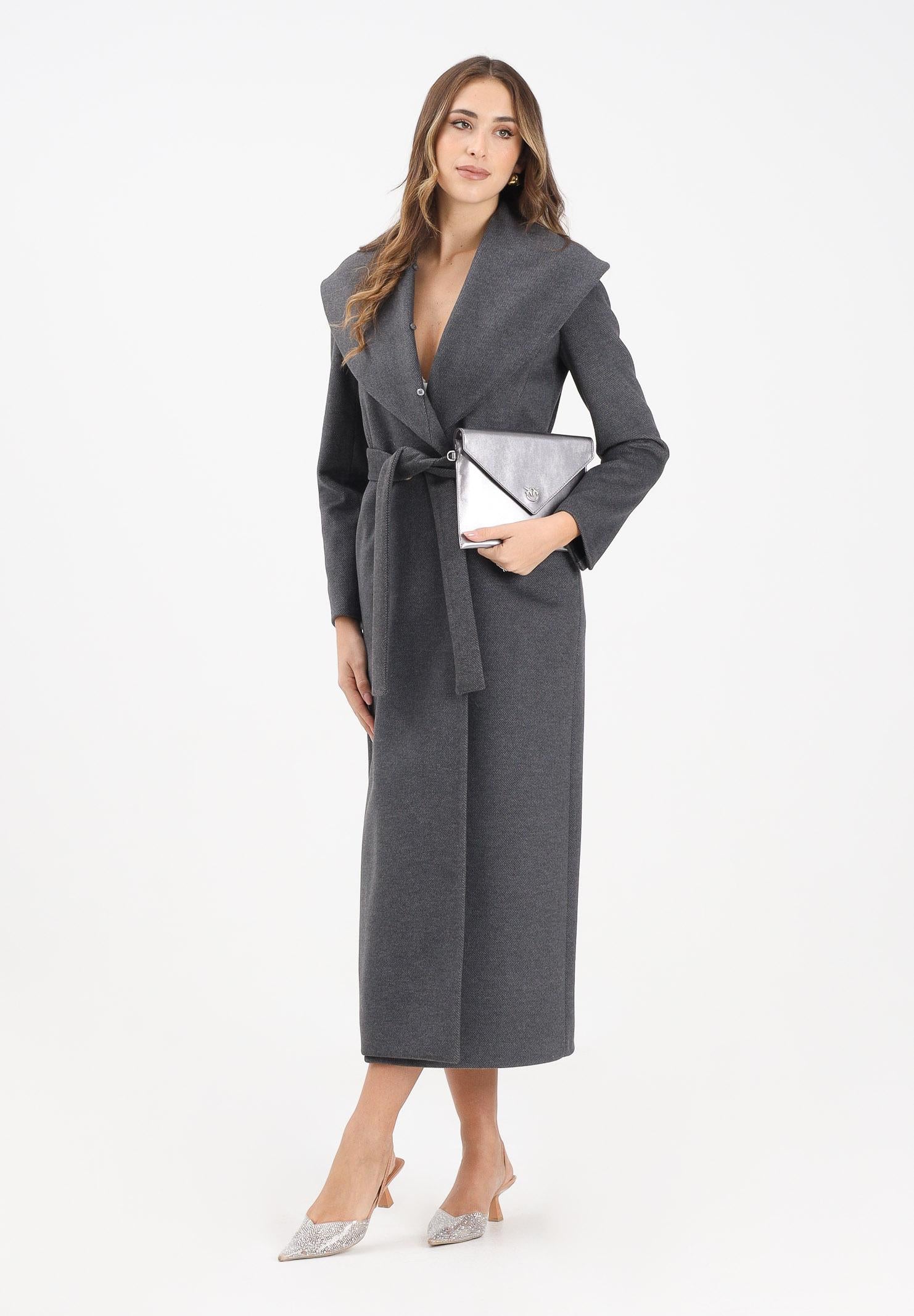 YES LONDON Cappotto grigio da donna con collo in vera pelliccia CD1218 GR YES LONDON 