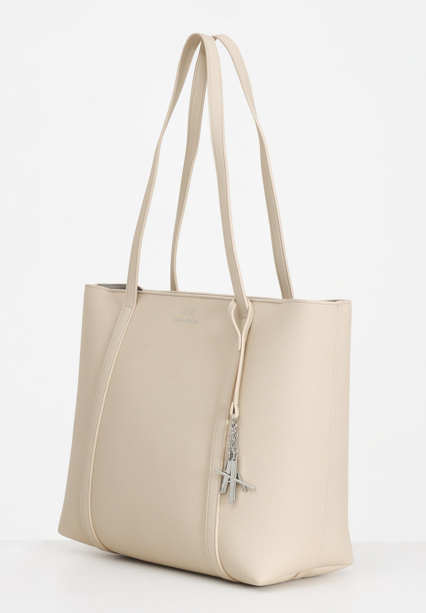 ARMANI EXCHANGE Shopper beige da donna con logo e ciondolo rimovibile AX 942930CC726 M1149 ARMANI EXCHANGE 