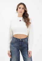 TOMMY JEANS Maglioncino girocollo panna da donna con logo DW0DW21677YBH  TOMMY JEANS 