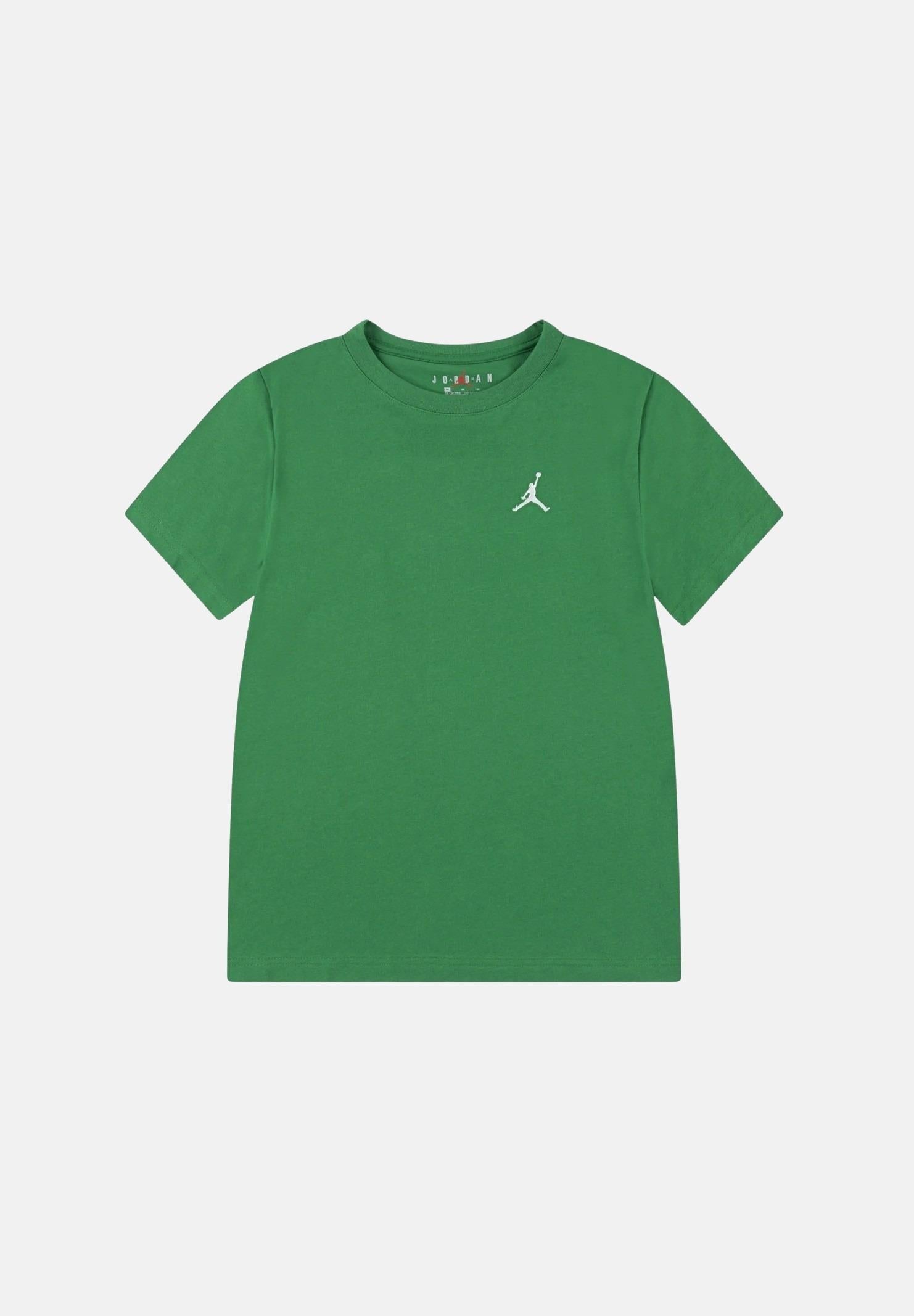 JORDAN T-shirt a manica corta verde per bambino e bambina con ricamo Jumpman 95D266 E1P JORDAN 