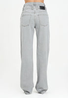ELISABETTA FRANCHI Jeans in denim grigio da donna a vita doppia con logo ricamato PJ11D56E2 382 ELISABETTA FRANCHI 