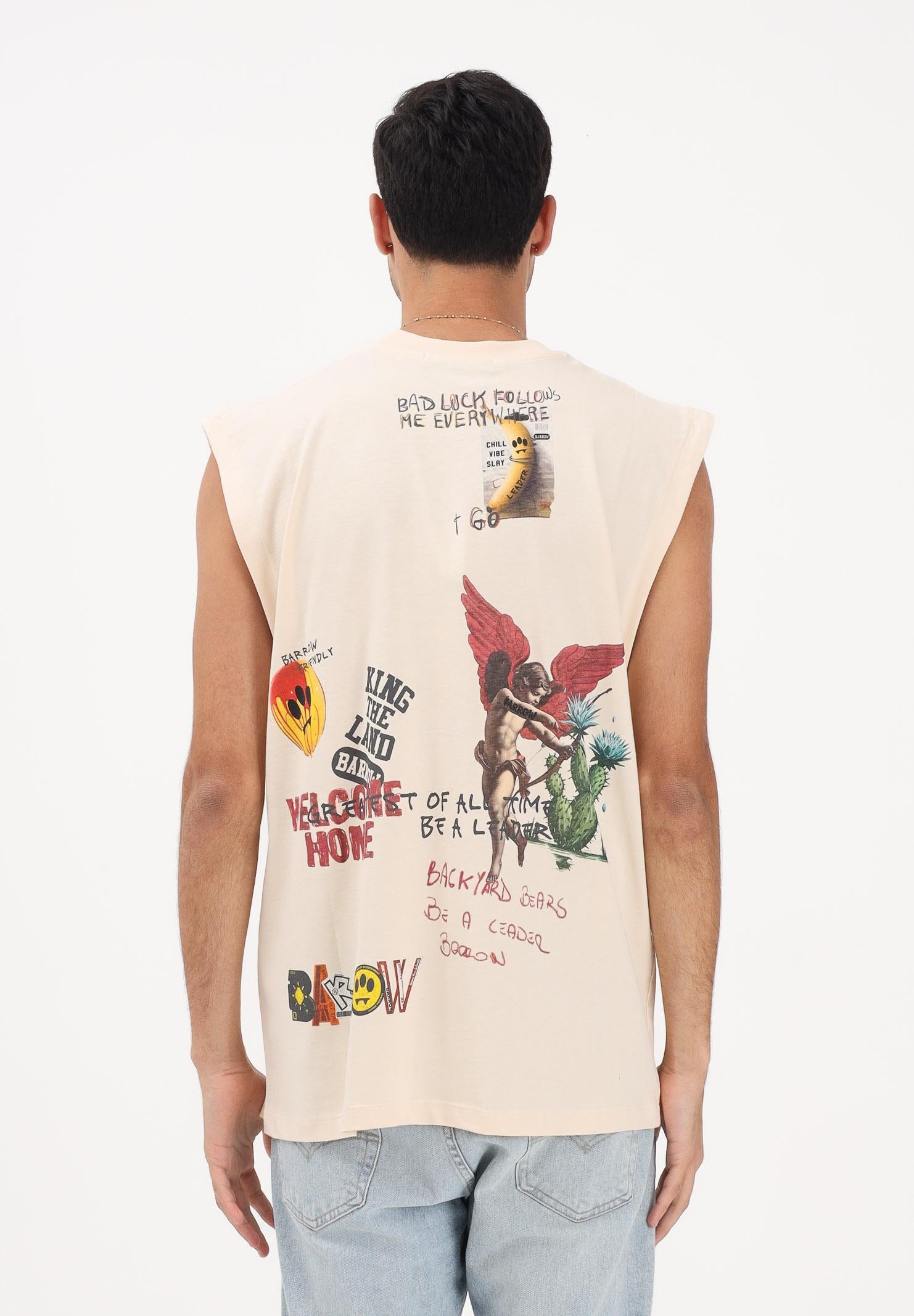 BARROW Canotta crema per uomo e donna con stampe S6BWUATH033 013 BARROW 
