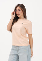 LACOSTE T-shirt a manica corta rosa pesca da donna con patch logo TF7215 BIG LACOSTE 