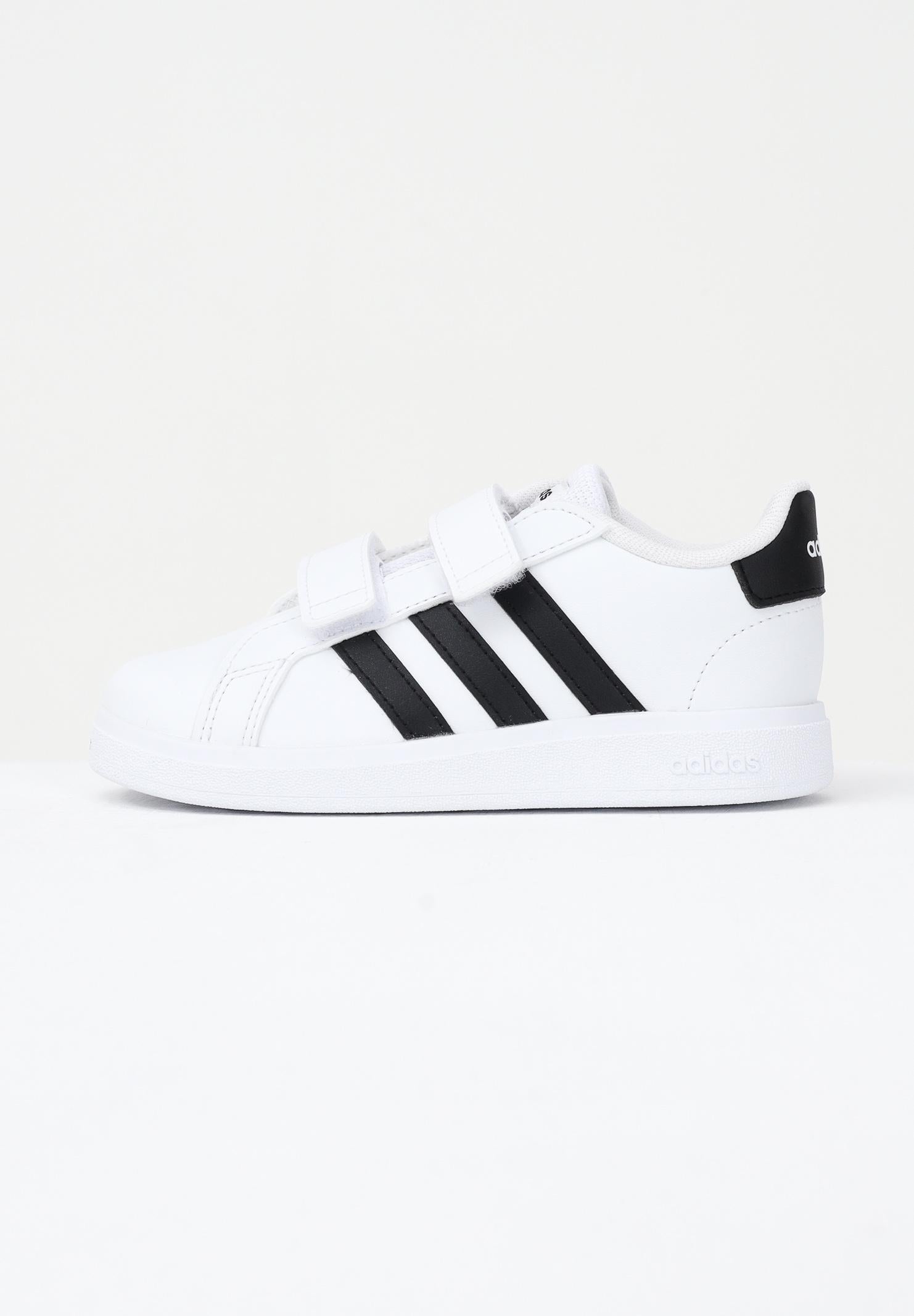 ADIDAS PERFORMANCE Sneakers Grand Court Lifestyle Hook and Loop bianche e nere da neonato GW6527 . ADIDAS PERFORMANCE 