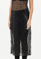 VICOLO Abito lungo nero da donna con fiorellini di paillettes TF1150 NE VICOLO 