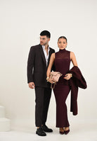 PATRIZIA PEPE Abito midi bordeaux da donna in maglia a costine 8A1555K143 M536 PATRIZIA PEPE 