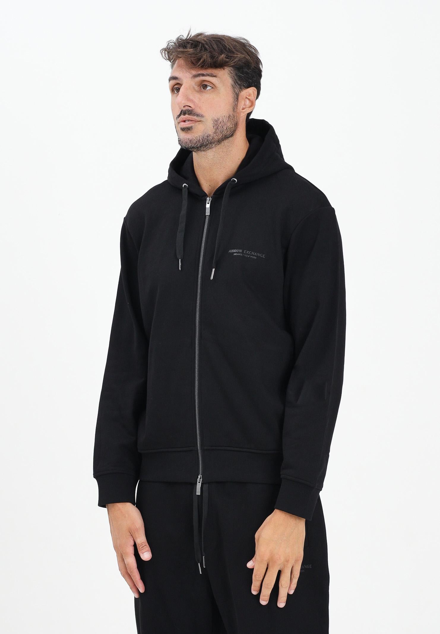 ARMANI EXCHANGE Felpa con zip nera da uomo rifinita da stampa logo XM001293AF20934 UC001 ARMANI EXCHANGE 