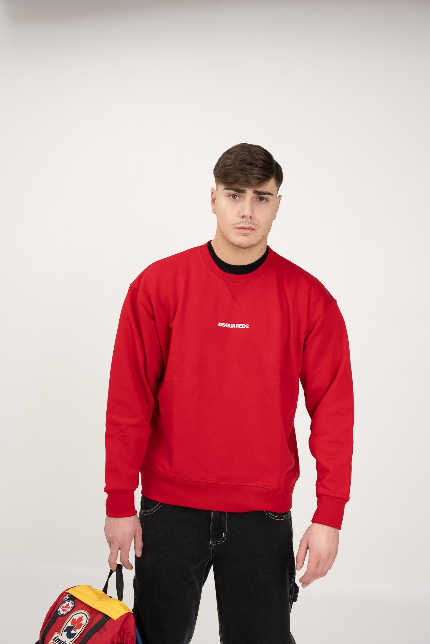 DSQUARED2 Felpa Girocollo Rossa: Stile per Tutti