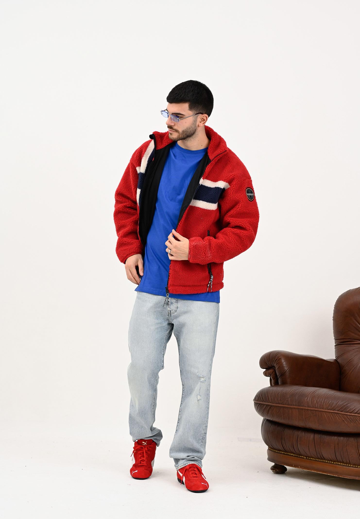 NAPAPIJRI Felpa con zip in Pile Fiemme rossa da uomo NP0A88TCFZF1 . NAPAPIJRI 