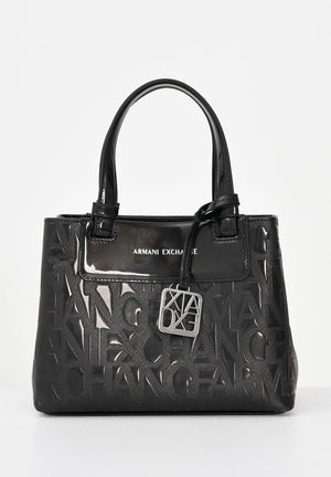 ARMANI EXCHANGE Borsa a mano nera da donna con effetto logato all-over XW001576AF17290 UC001 ARMANI EXCHANGE 