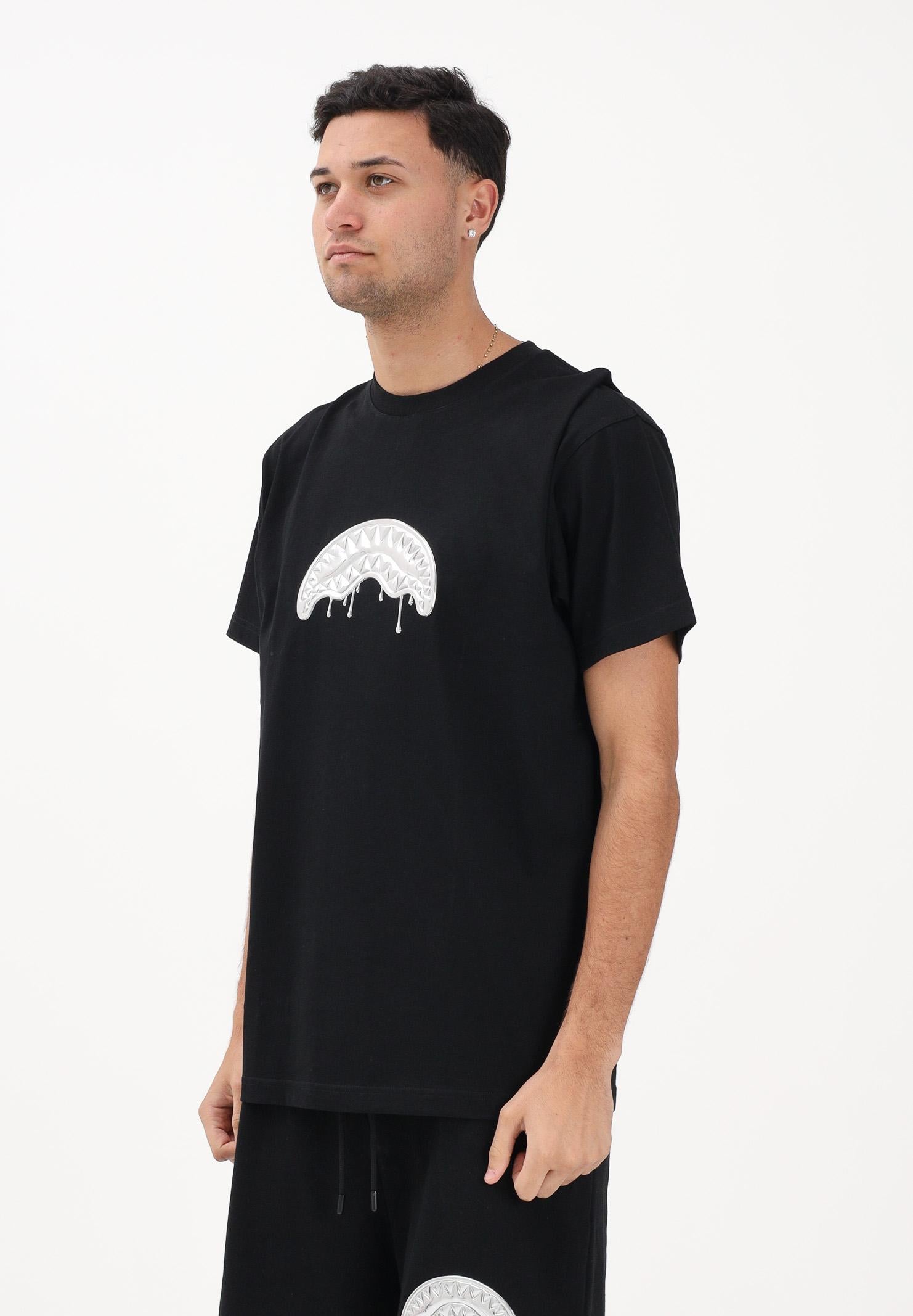 SPRAYGROUND T-shirt a manica corta nera da uomo con logo Shark SP895BLK . SPRAYGROUND 