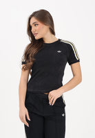 ADIDAS ORIGINALS T-shirt a manica corta Terry Towel Cali nera da donna KD1412 . ADIDAS ORIGINALS 