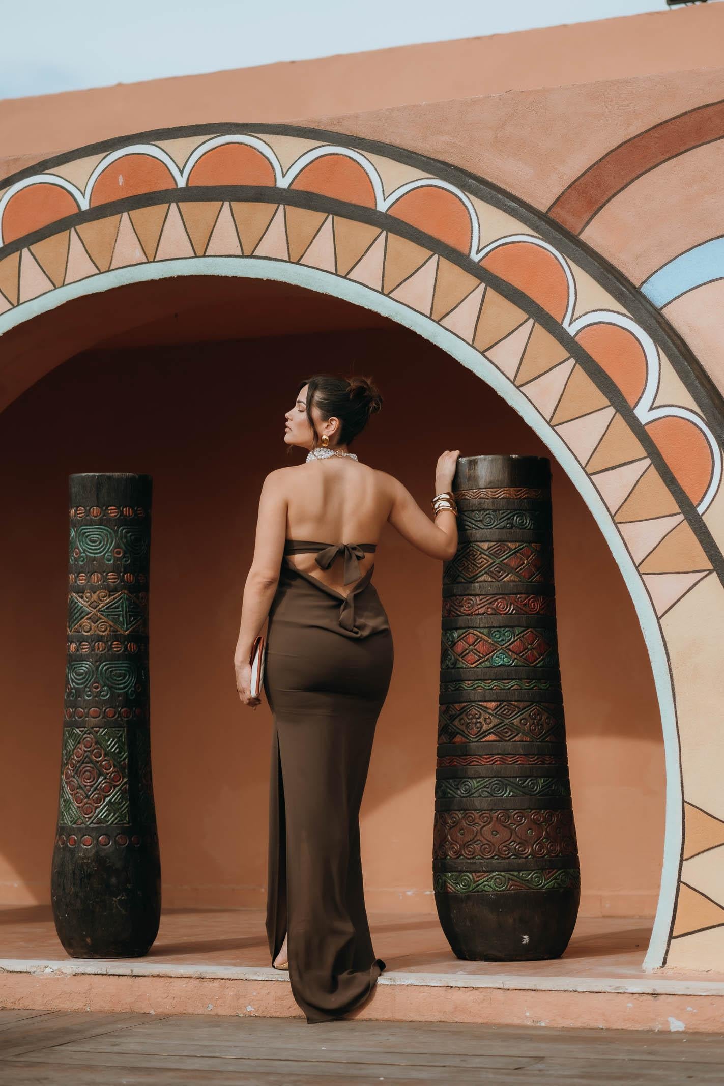 SANTAS Abito lungo CRUMBLE marrone da donna PV2503 MARRONE SANTAS 