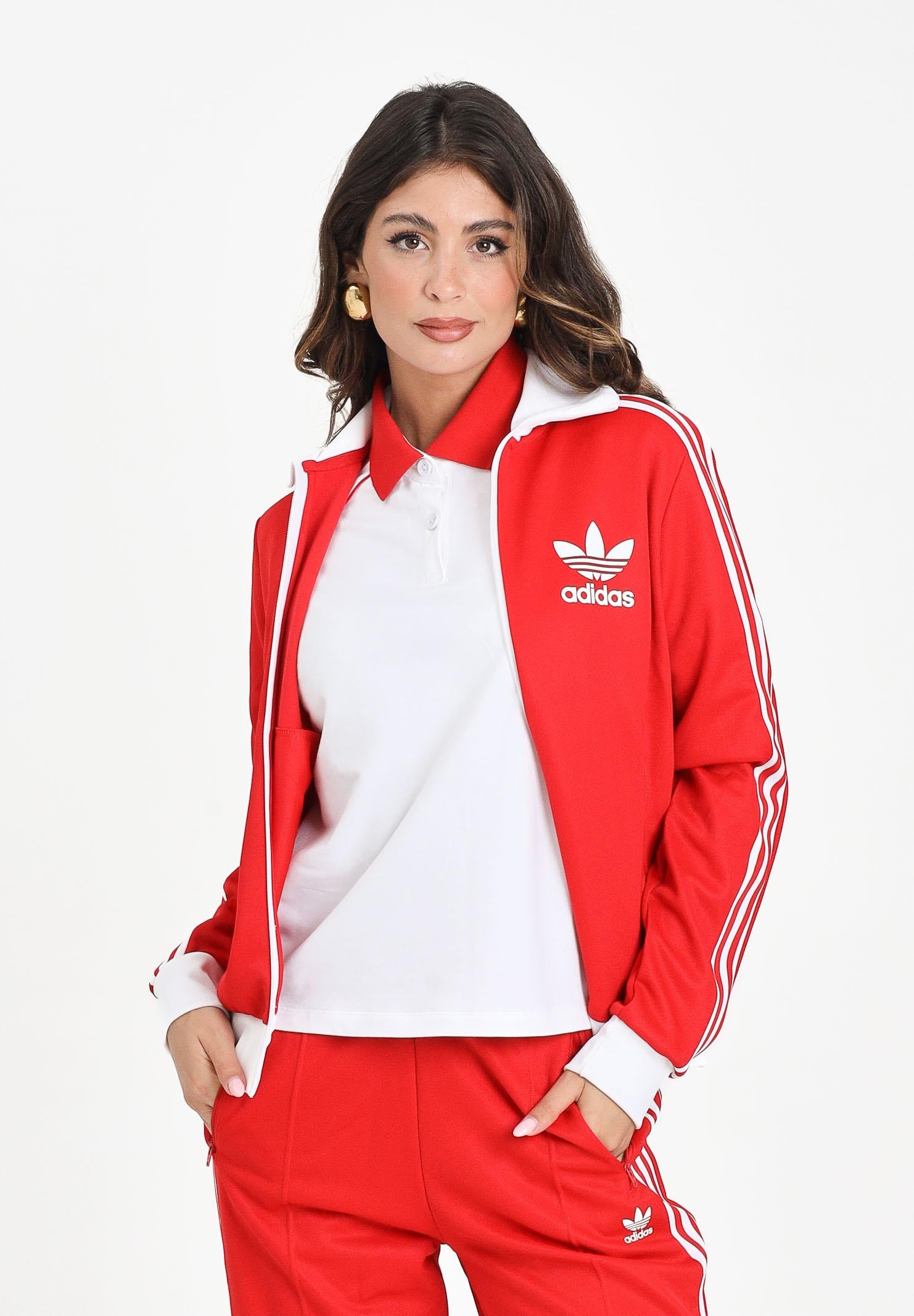 ADIDAS ORIGINALS Felpa con zip Heritage rossa da donna JX7850  ADIDAS ORIGINALS 