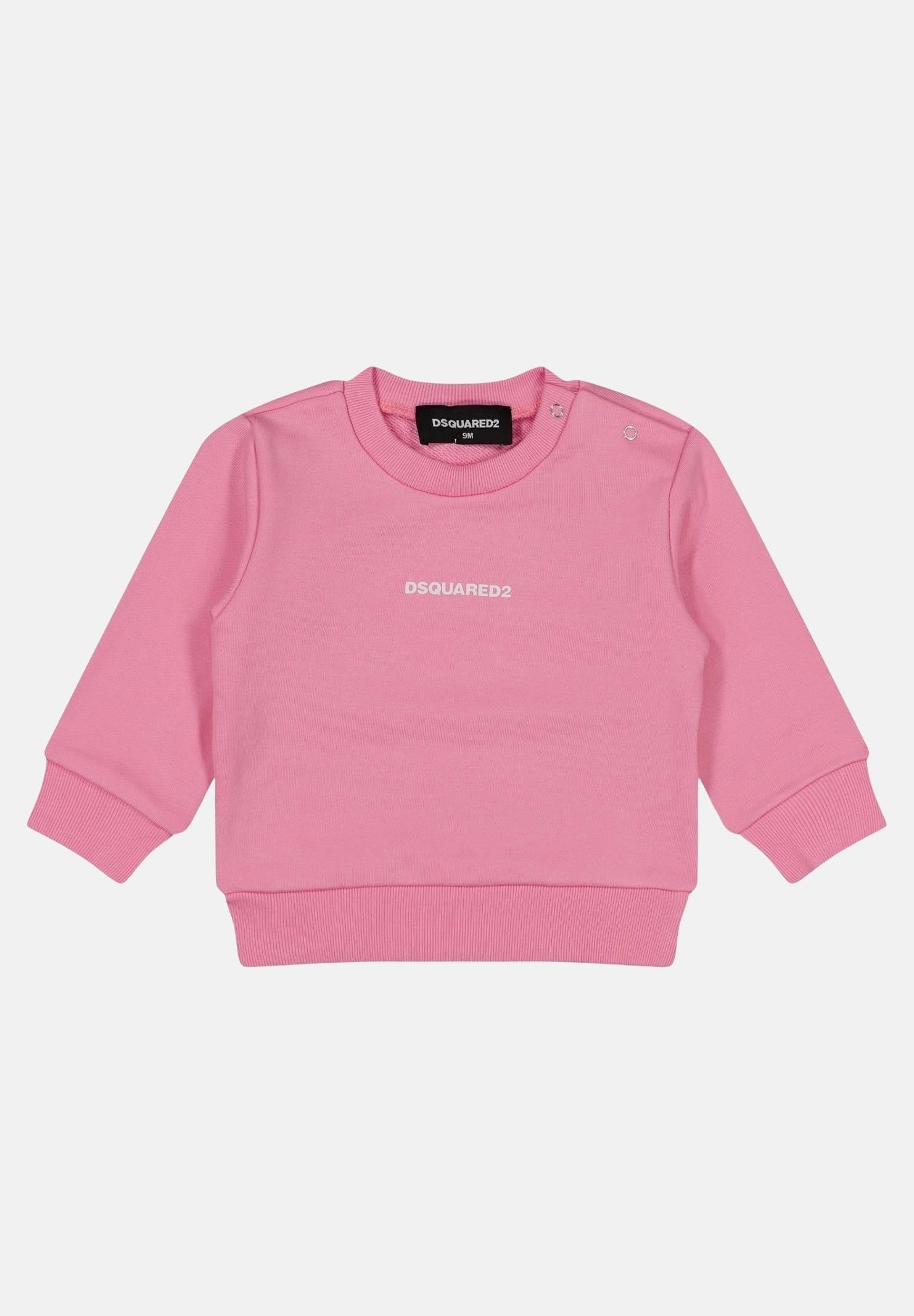 DSQUARED2 Felpa girocollo rosa da neonato con stampa logo DQ2860D0094 DQ321 DSQUARED2 