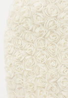 SHIT Gonna corta color crema da donna realizzata in tessuto decorato da applicazioni floreali in rilievo SH26023 CR SHIT 