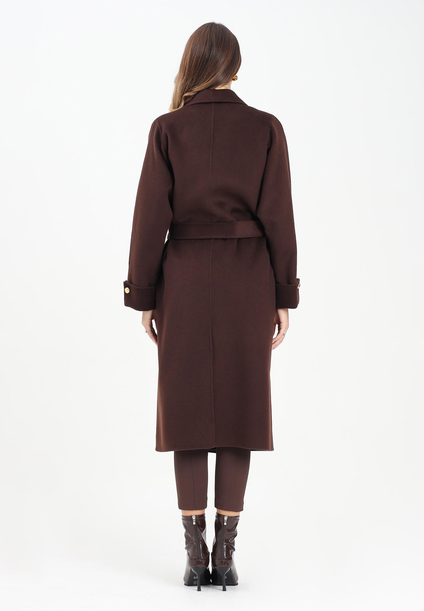 ELISABETTA FRANCHI Cappotto a vestaglia in panno marrone da donna CP68D56E2 EA3 ELISABETTA FRANCHI 