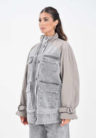 ARMANI EXCHANGE Giubbotto di jeans grigio da donna con inserto in tessuto tecnico XW001393AF16176 M6099 ARMANI EXCHANGE 