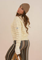 MAISON MARGIELA Maglioncino girocollo panna per donna, ragazzi e bambini in misto lana a coste con rotture<BR/> M60880MM06P M6101 MAISON MARGIELA 