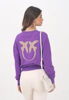 PINKO Maglioncino girocollo viola da donna con maxi logo 105561A2SI YC6 PINKO 