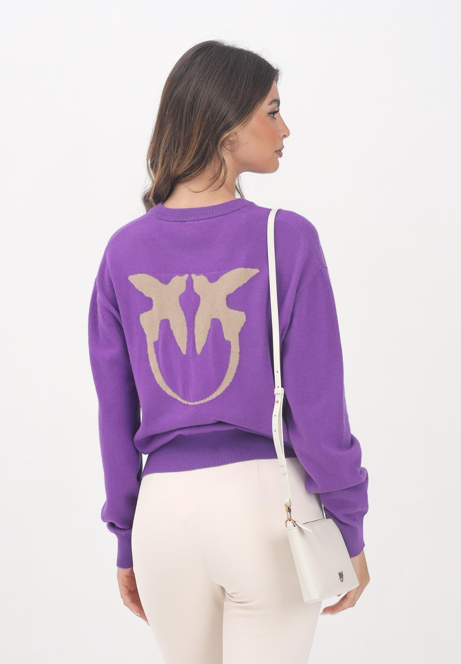 PINKO Maglioncino girocollo viola da donna con maxi logo 105561A2SI YC6 PINKO 