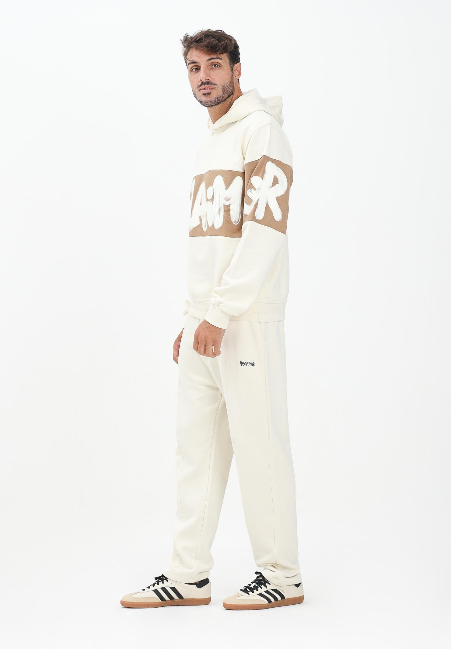 DISCLAIMER Pantalone sportivo panna da uomo con logo 25IDS54808 LA DISCLAIMER 