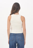 TOMMY JEANS Canotta beige da donna stile vogatore a coste DW0DW20975YBL  TOMMY JEANS 