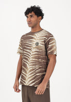 JUST CAVALLI T-shirt a manica corta beige e marrone da uomo con stampa ispirata a motivi naturali 80OAHE04CJ110 R83 JUST CAVALLI 