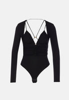 ELISABETTA FRANCHI Body manica lunga nero da donna con drappeggi BO00356E2 110 ELISABETTA FRANCHI 