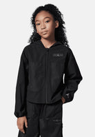 JORDAN Felpa con zip in tessuto utility nera da bambina con logo 45D693 023 JORDAN 
