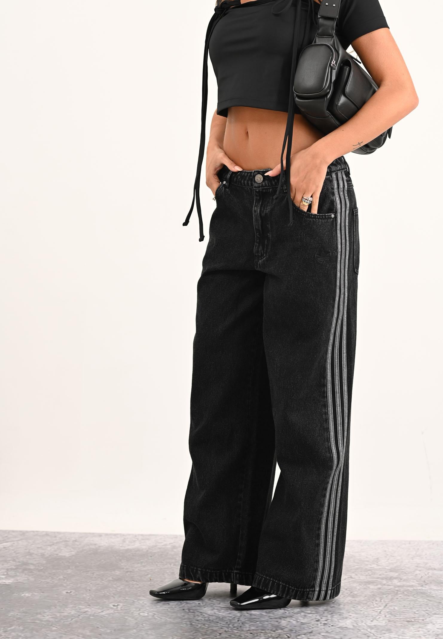 ADIDAS ORIGINALS Jeans adicolor Denim 3-Stripe nero da donna JD3109  ADIDAS ORIGINALS 